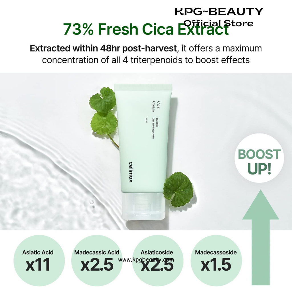 celimax The Real Cica Soothing Cream | with Fresh Cica Extract, Oil Free, Hydrating, Moisturizing, Calming, Dry Oily Combination Sensitive Skin, Korean Skincare, Lightweight Gel Cream, 50ml Celimax