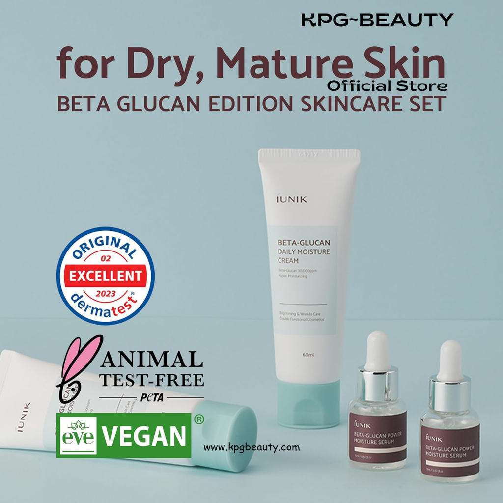 UNIK Beta-Glucan Edition Skincare Set (Cream 2.02 fl.oz. & Mini Serum 0.51 fl.oz.) - Featuring the Powerful Beta-Glucan to Moisturize, Revitalize, and Reinforce the Skin with EWG-Green Ingredients IUNIK