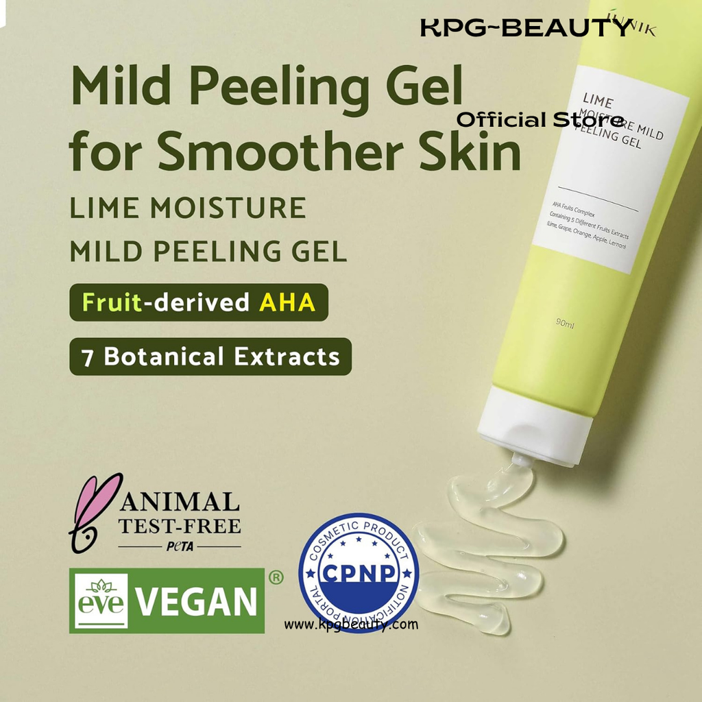 IUNIK Lime Moisture Peeling Gel – Lime Extract, AHA & Fruit Complex Gentle Exfoliating Peeling Gel for Dead Skin Cell & Pore Care, Korean Skincare, 90ml IUNIK