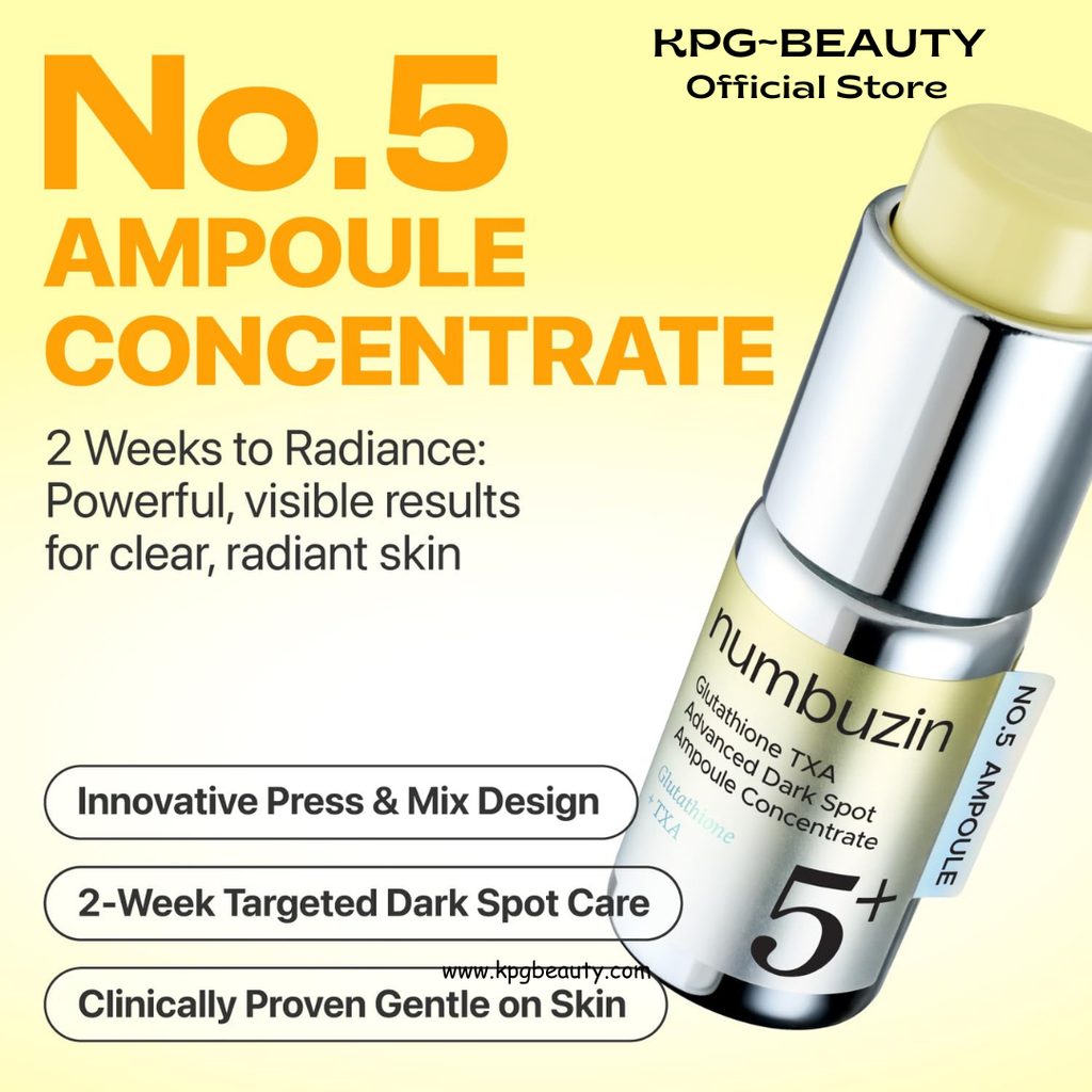 numbuzin No.5 Glutathione TXA Dark Spot Ampoule, Targeted Tone Care Concentrate for Dark Spots & Uneven Skin, Tranexamic Acid, Niacinamide, Vitamin Tree Water, Korean Skincare, 10.7g Numbuzin