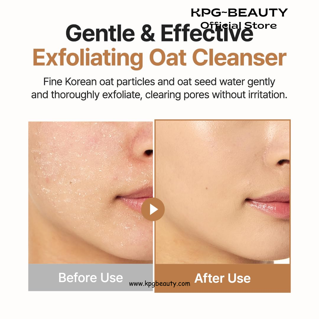Purito Oat Exfoliating Facial Polish Cleanser - Hydrating Daily Face Wash with Gentle Scrub Clay Pore Minimizing Panthenol, Oat Seed Water Vegan, Non-comedogenic Korean Skin Care 150ml Purito Seoul