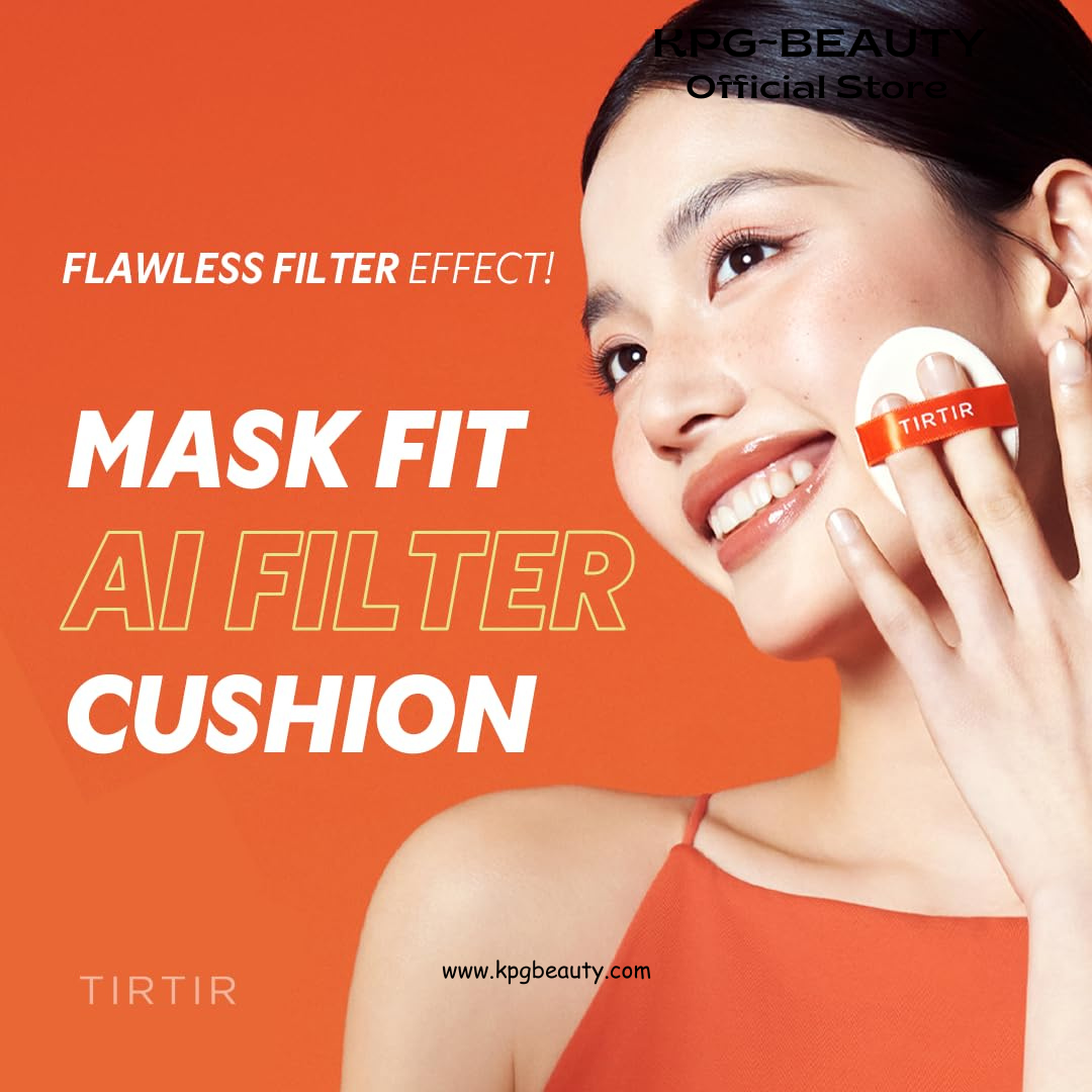 TIRTIR Mask Fit Ai Filter Cushion Foundation | AI-Like Semi-Matte Finish - Up to 72-Hour Medium to Full Coverage Korean BB Cushion Make up Beauty, #22N Shell Beige, 0.63 Fl Oz TIRTIR