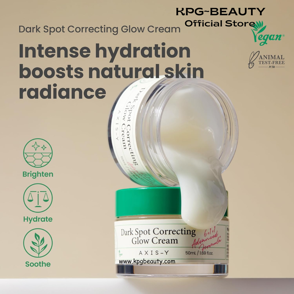 AXIS-Y Dark Spot Correcting Glow Cream – Brightening Moisturizer for Face with 2% Alpha Arbutin, 5% Niacinamide & Ceramides – Hydrating Korean Skincare for Dark Spots & Uneven Tone (1.69 fl. oz.) AXIS-Y