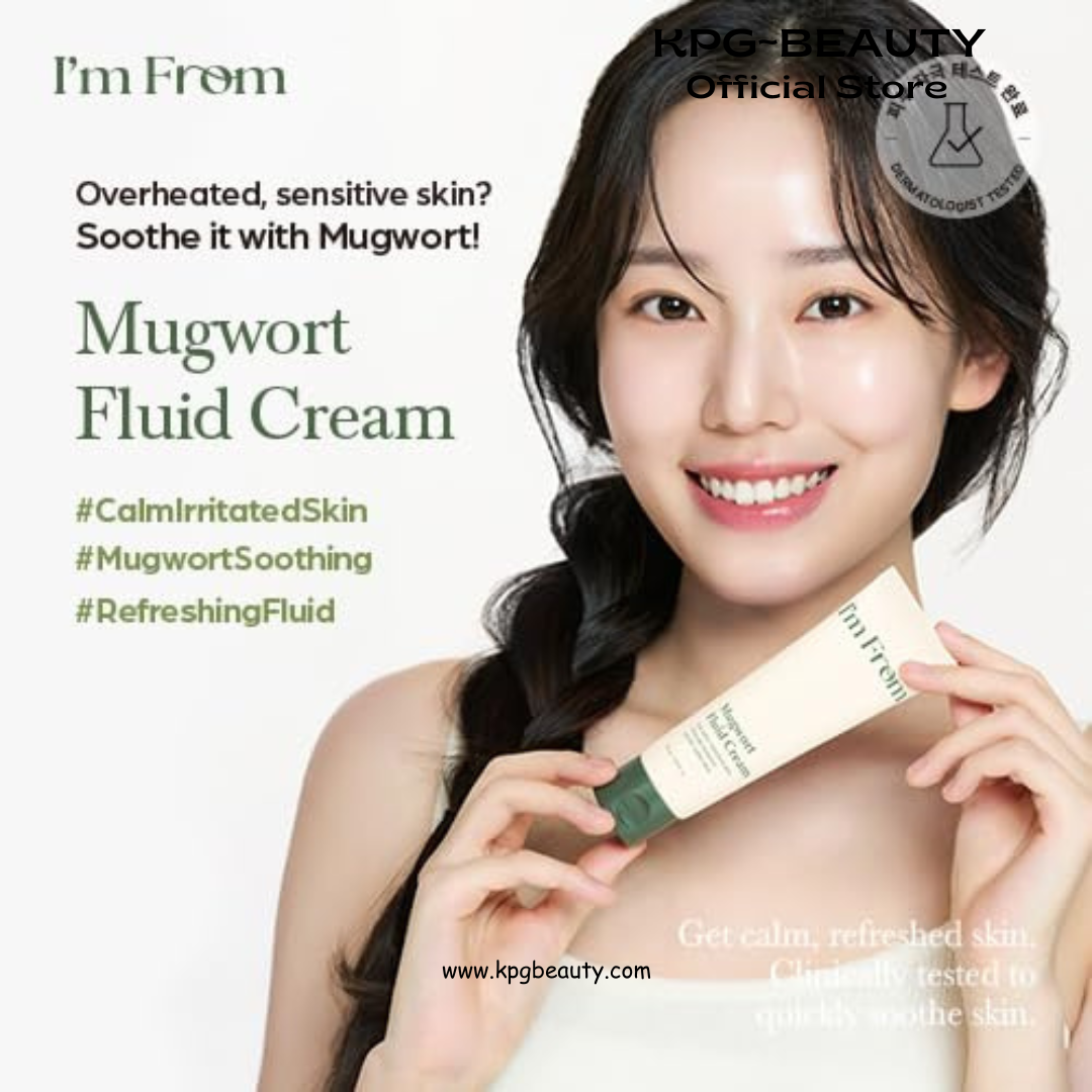 I’m From Mugwort Fluid Cream, Lightweight Calming Moisturizer, Hydrating & Skin Balancing, Sensitive Skin, Vegan Korean Skin Care IAM FROM