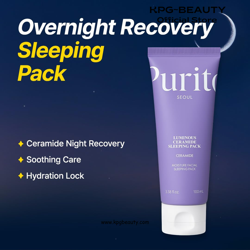 PURITO Luminous Ceramide Sleeping Pack | Overnight Recovery Cream with Five Ceramides for Dry & Sensitive Skin | Ceramide, Hydration Lock | Vegan & Cruelty-Free, Korean Skincare, 100mL Purito Seoul