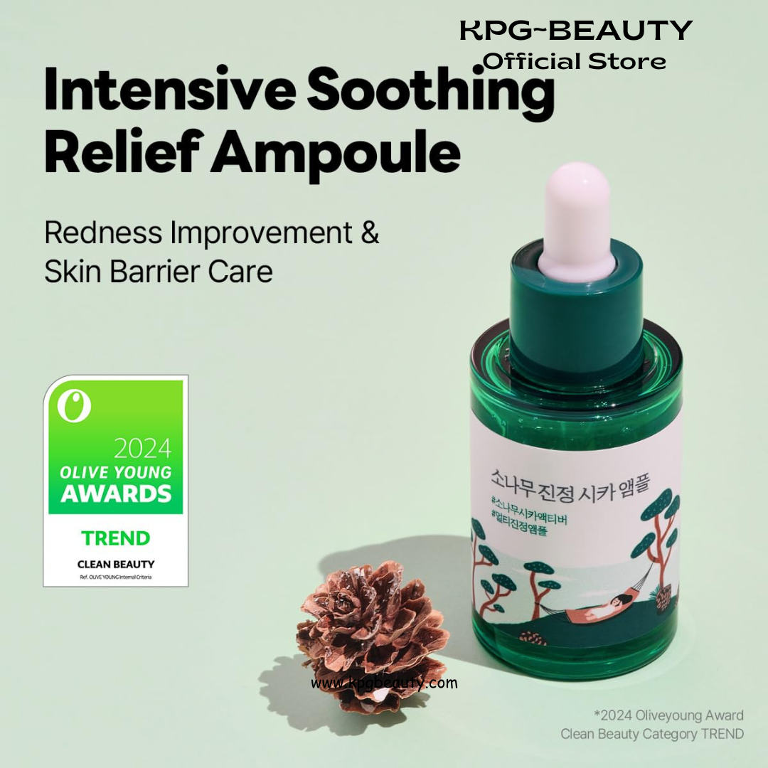 ROUND LAB Pine Calming Cica Ampoule 1.01 Fl Oz, Hydrating and Soothing Serum with Pine Cica and Hyaluronic Acid for Skin Barrier Strengthening, Gentle Exfoliation, and Deep Moisture, Korean Skincare Round Lab