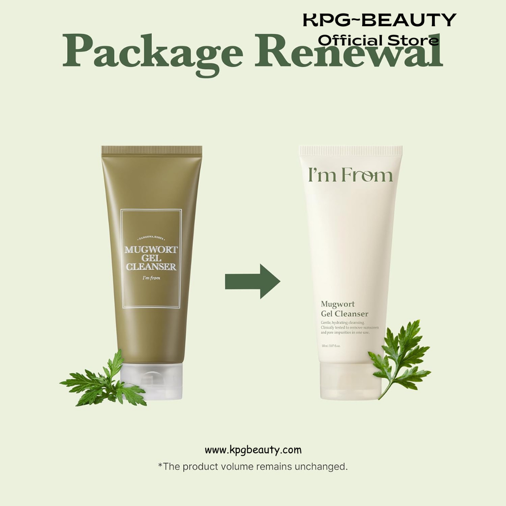 I'm from Mugwort Gel Cleanser 150ml, Mugwort 60%, Calming, Soothing, Mild low pH Korean Face Wash for Sensitive Skin, Irritated Skin, Herbal, Hypoallergenic, Vegan IAM FROM