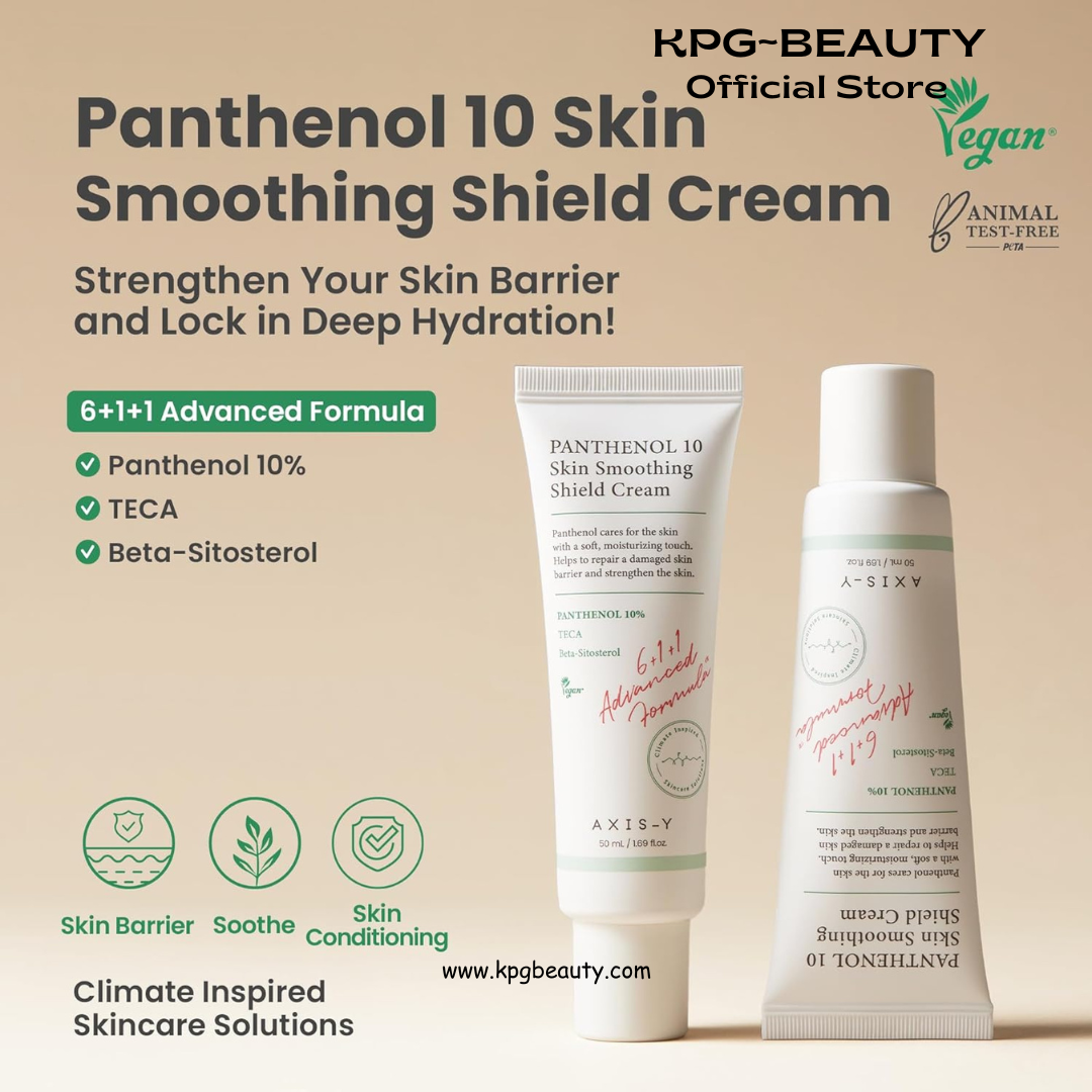AXIS-Y Panthenol 10 Skin Smoothing Shield Cream - Daily Facial Moisturizer Barrier Cream for Long Lasting Hydration & Soothing - Vegan Korean Skin Care Face Lotion (1.69 fl. oz.) AXIS-Y