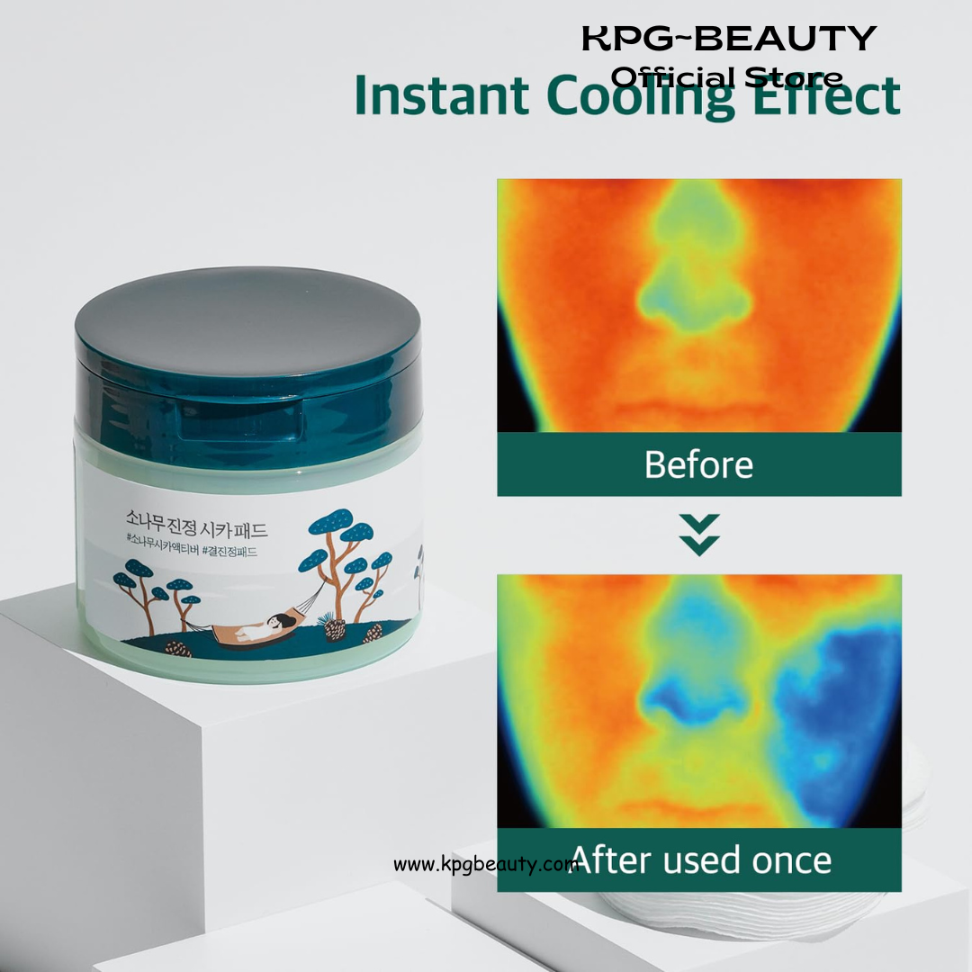 ROUND LAB Pine Calming Cica Pad 50pcs, 7cm Wide Cooling and Soothing Toner Pads with Pine Cica, BHA + LHA, and Hyaluronic Acid for Heated, Acne-Prone Skin, Multi-Zone Hydration, Korean Skincare Round Lab
