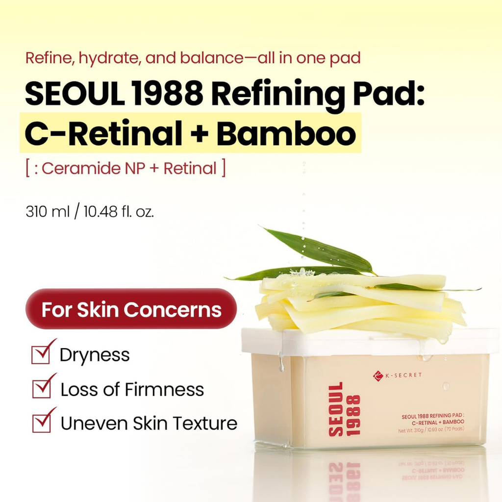 K-SECRET Seoul 1988 Retinal Refining Pad – Gentle Retinal Toner Pads with Ceramide, Panthenol for Sensitive Skin | Suitable for Daily Use | Korean Skincare (70 Pads) KSecret