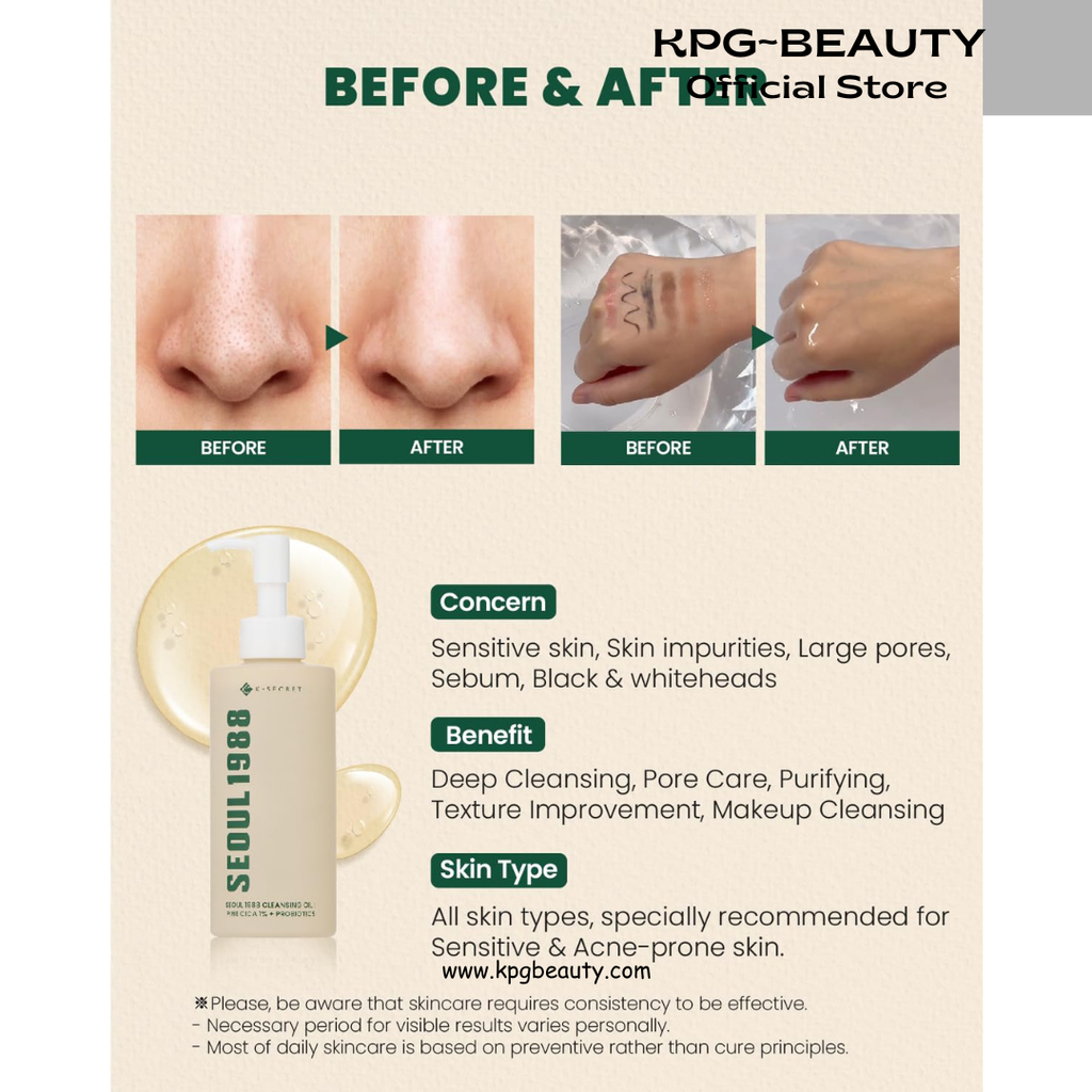K-SECRET SEOUL 1988 Cica Cleansing Oil – Deep Pore Cleansing & Gentle Exfoliation | Daily Oil Cleanser for Sensitive Skin | Korean Skincare, 200ml KSecret