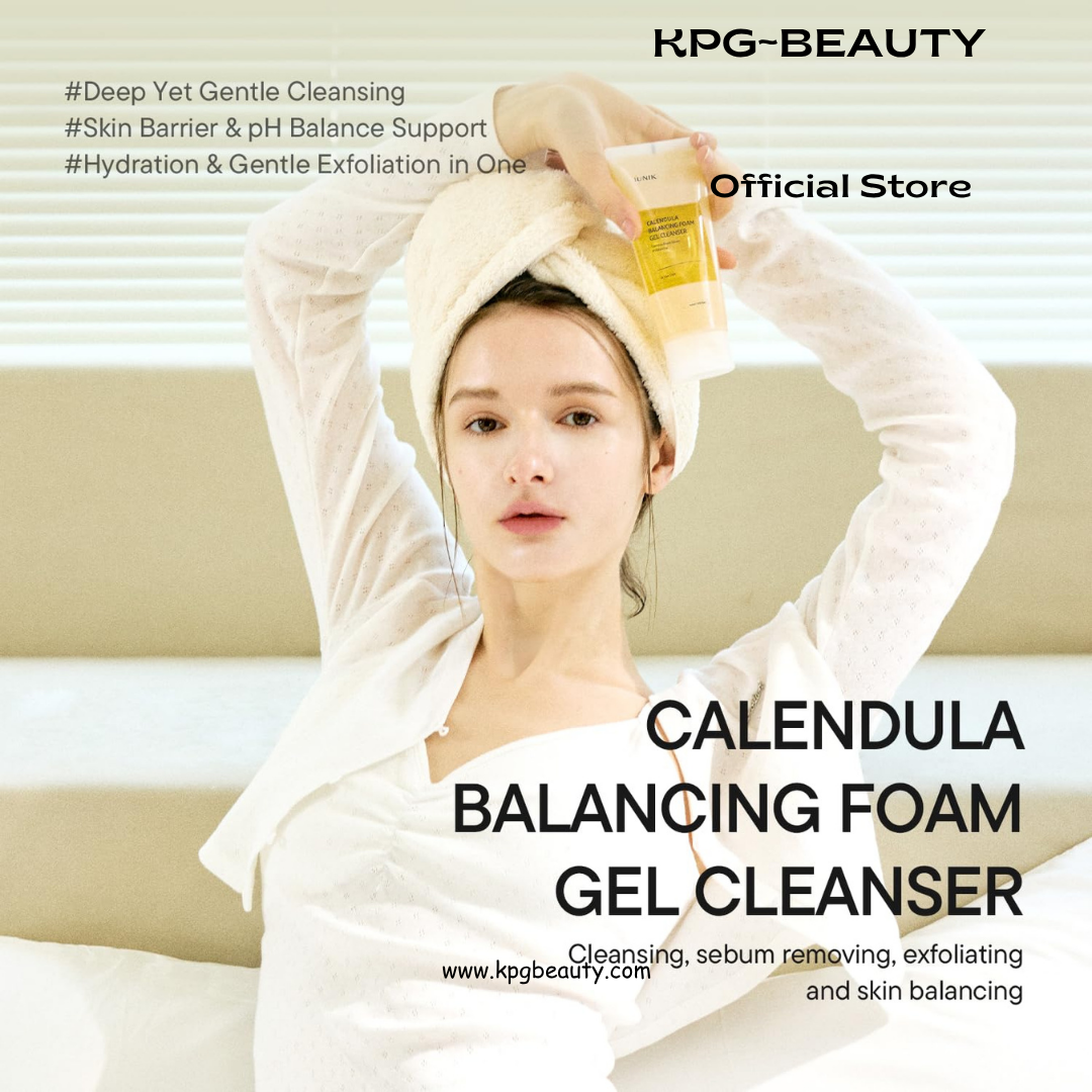IUNIK Calendula Balancing Foam Gel Cleanser – Calendula Gentle Daily Low pH Facial Cleanser for Hydrating & Mild Exfoliating Care, Korean Skincare for All Skin Types, 150ml IUNIK