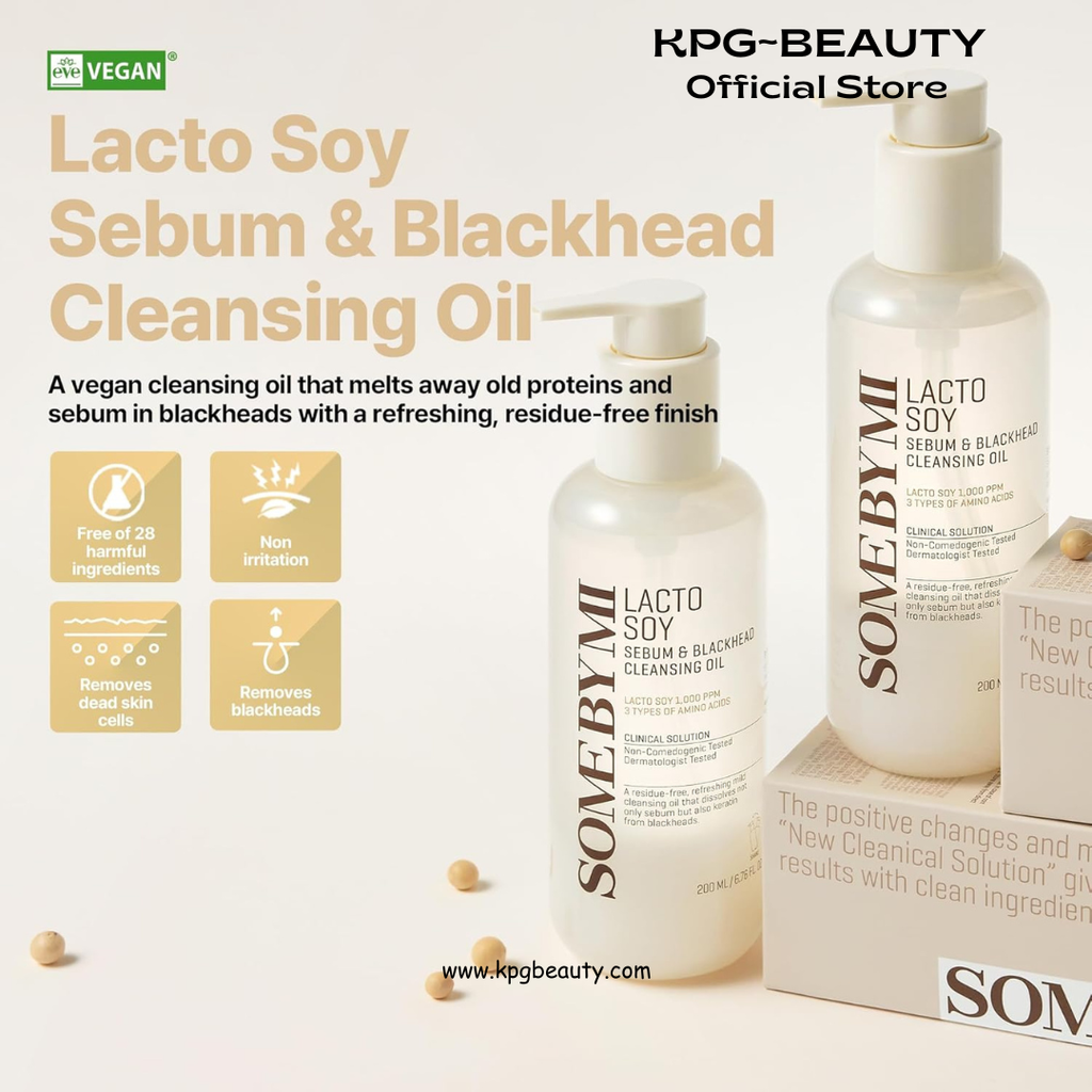 SOME BY MI Lacto Soy Sebum & Blackhead Cleansing Oil – 6.76oz, 200ml – Korean Vegan Makeup-Removing Oil Cleanser with Soybean Extract & Serine – Deep Cleansing for Blackheads & Pore – Korean Skin Care Some By MI