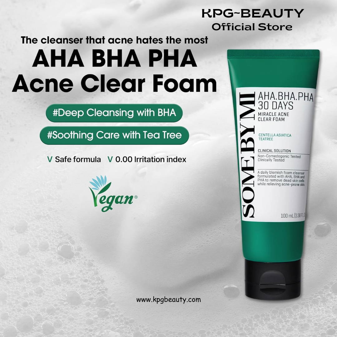 SOME BY MI AHA BHA PHA 30 Days Miracle Acne Clear Foam – 3.38oz, 100ml – Korean Acne Face Wash for Smooth & Clear Skin – Salicylic Acid Cleanser for Exfoliation & Sebum Control – Korean Skin Care Some By MI