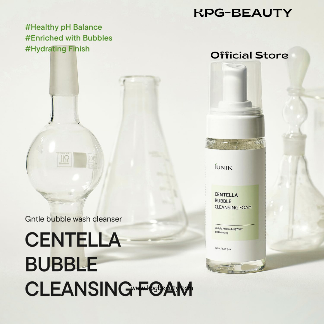 IUNIK Centella Bubble Foaming Vegan Facial Cleanser - 69% Centella Asiatica Extract, Soothing, Moisturizing, Exfoliating, Removes Pore Blackheads, Whiteheads IUNIK