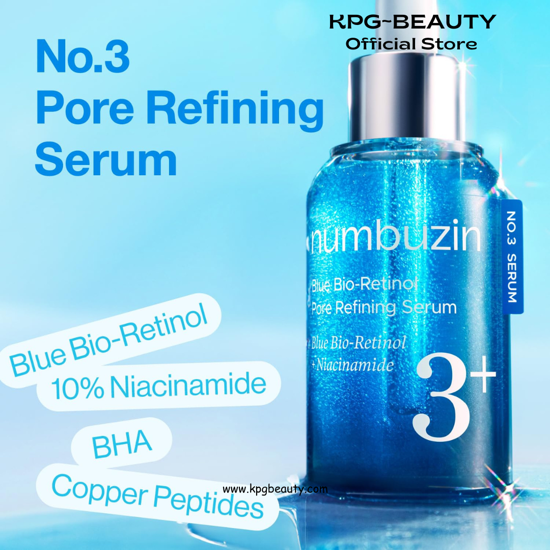 numbuzin No.3 retinol Serum | Blue Bio-Retinol Pore Refining Serum | Retinol Beginner, Tightening, Firming, BHA, Niacinamide, Peptide | 1.01 fl.0z (30ml) Numbuzin