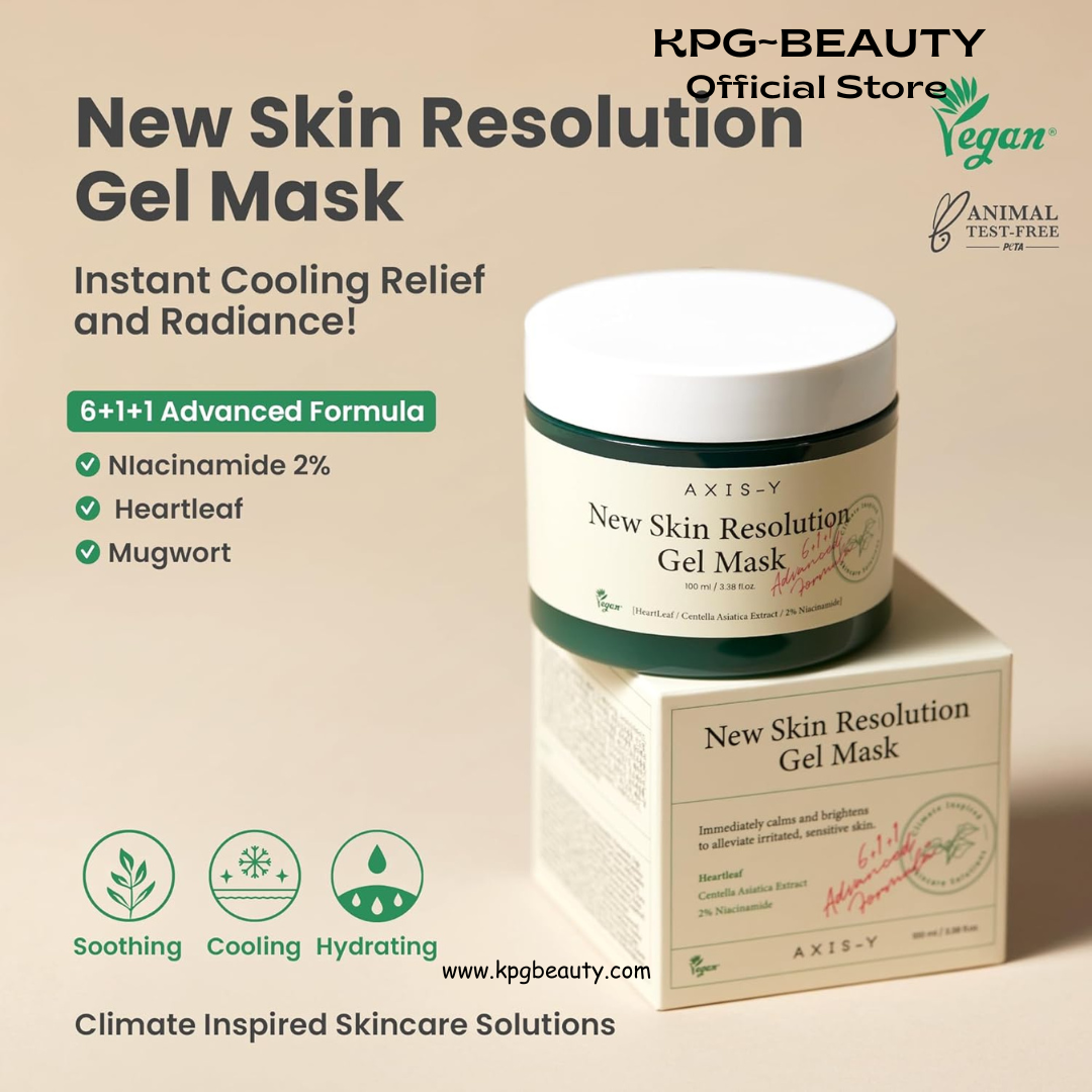 AXIS-Y New Skin Resolution Gel Mask Mugwort with 2% Niacinamide - Spot Treatment for Face, Barrier Repair & Brightening - Vegan Korean Skin Care Face Mask (3.38 fl. oz.) AXIS-Y