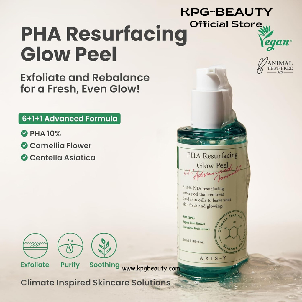 AXIS-Y PHA Resurfacing Glow Peel - 10% PHA Fruit Extract Mild Peeling Gel Exfoliator Pore Minimizer for Face - Vegan Korean Skin Care Glass Skin Face Peel (1.69 fl. oz.) AXIS-Y