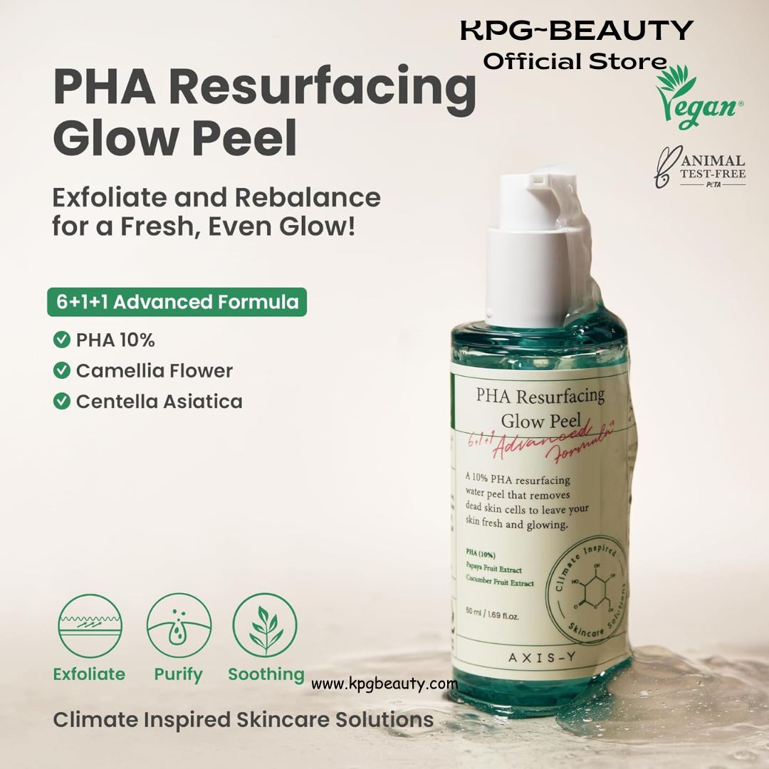AXIS-Y PHA Resurfacing Glow Peel - 10% PHA Fruit Extract Mild Peeling Gel Exfoliator Pore Minimizer for Face - Vegan Korean Skin Care Glass Skin Face Peel (1.69 fl. oz.) AXIS-Y