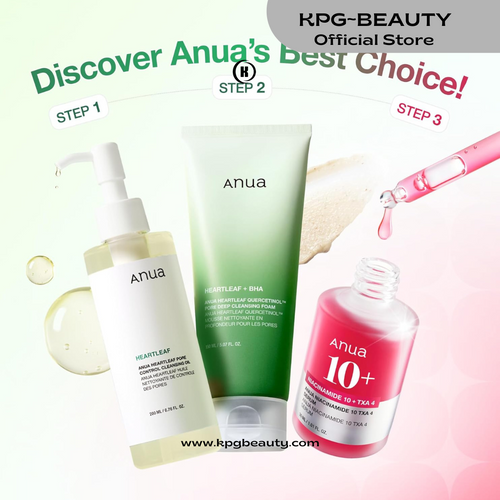 Anua 3-Step Glass Skin Beginner Set, Double Cleansing with Facial Serum, Oil Cleanser & Face Wash with Heartleaf, Daily Routine with Niacinamide, Korean Skincare Set