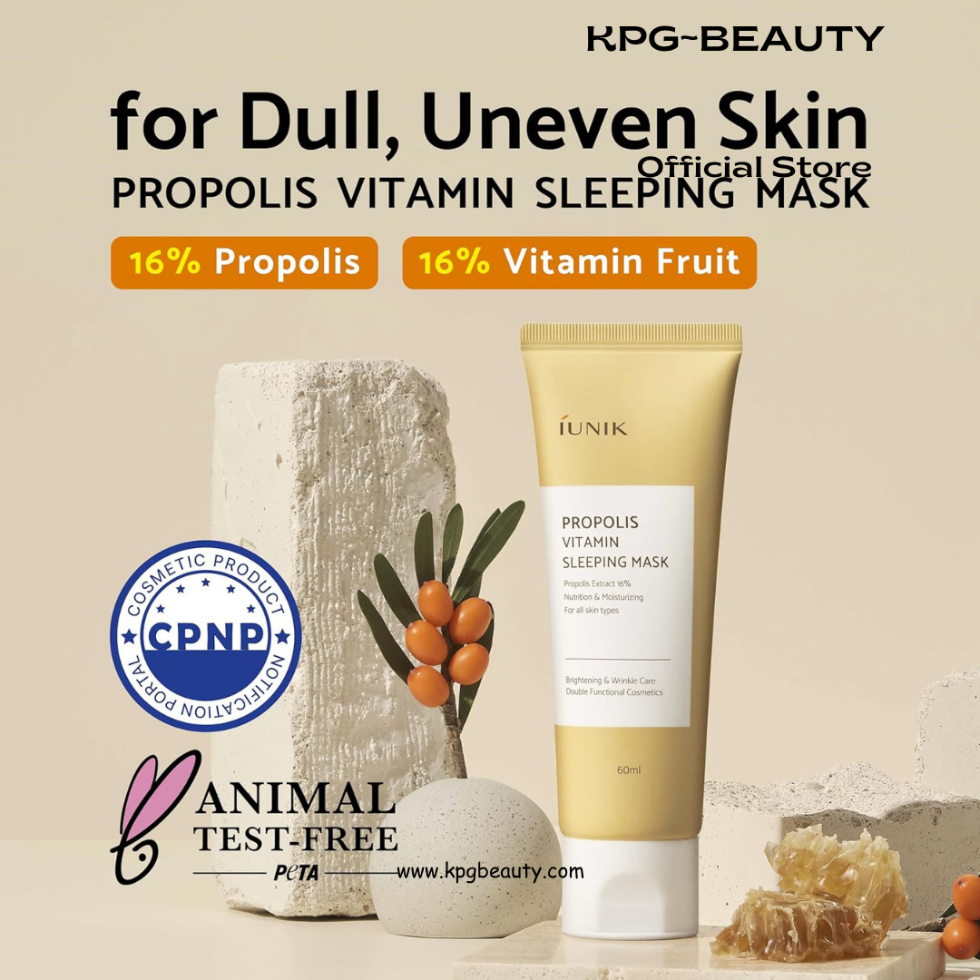 IUNIK Propolis Vitamin Sleeping Mask – Propolis, Vitamin C & Centella Overnight Moisturizing Sleeping Mask for Radiant, Firm-Looking Skin, Korean Skincare, 60ml IUNIK