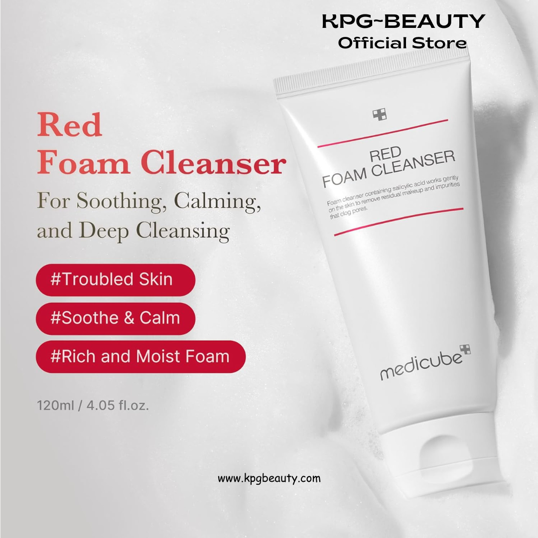 medicube Facial Cleanser Red Foam Cleanser | Daily Gentle Cleansing Foam for Sensitive & Troubled Skin | Deep Cleansing Impurities & Excess Sebum Control | Korean Skincare, 4.23 oz Medicube