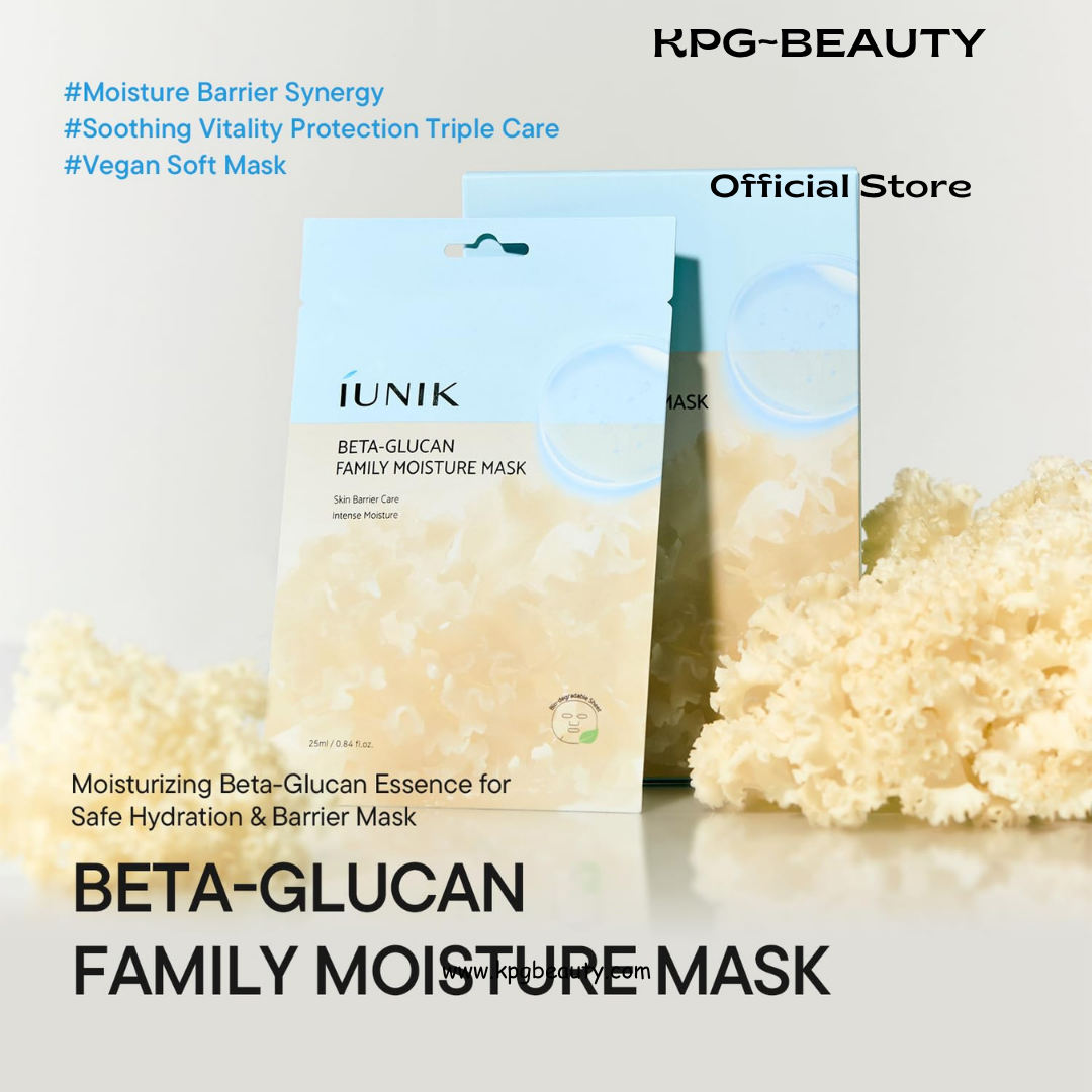 IUNIK Beta-Glucan Moisture Sheet Mask – Beta-Glucan & 5 Types of Hyaluronic Acid Deep Hydration Vegan Sheet Mask for Moisturizing & Skin Barrier Care, Korean Skincare, 10 Sheets IUNIK