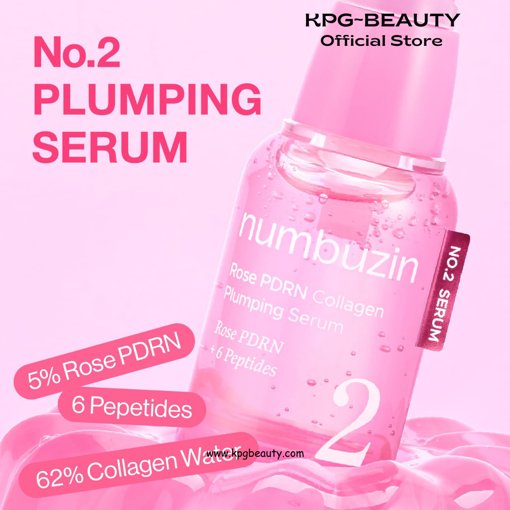 numbuzin No.2 Rose PDRN Collagen Plumping Serum, Hydrating & Firming Serum with Peptides, Plump, Glowing Skin, Korean Skincare, 1.01 fl oz (30ml) Numbuzin