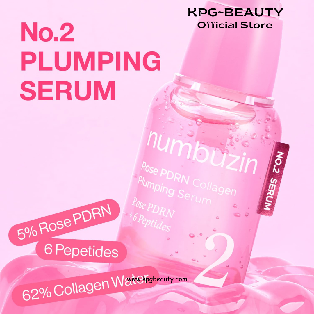 numbuzin No.2 Rose PDRN Collagen Plumping Serum, Hydrating & Firming Serum with Peptides, Plump, Glowing Skin, Korean Skincare, 1.01 fl oz (30ml) Numbuzin