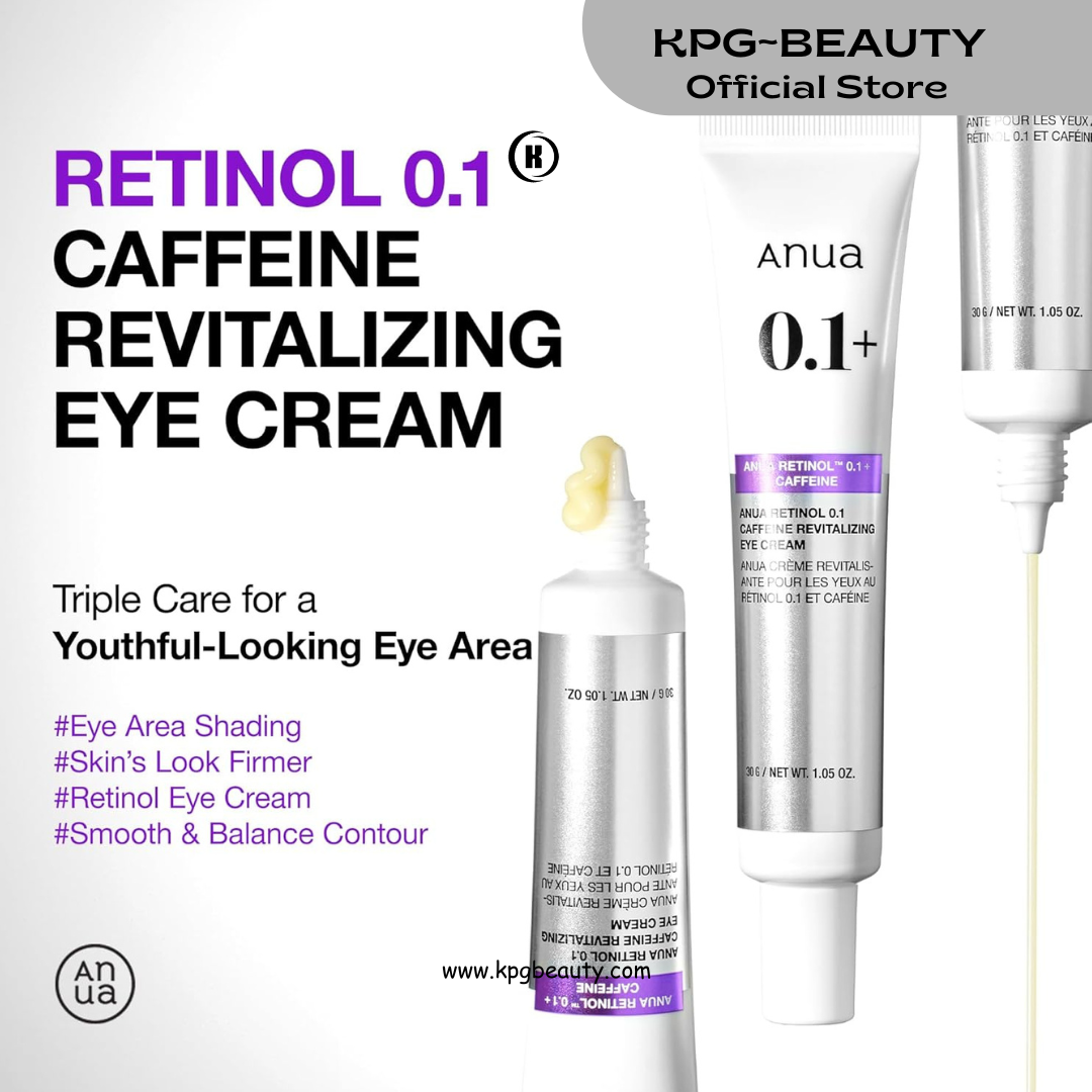 ANUA Retinol 0.1 Caffeine Revitalizing Eye Cream, Under Eye Cream For Hydration, Glow Up Eye Contour, Niacinamide, Retinol For Face, Night Cream For Eye Care, Korean Skin Care 30g KPG BEAUTY