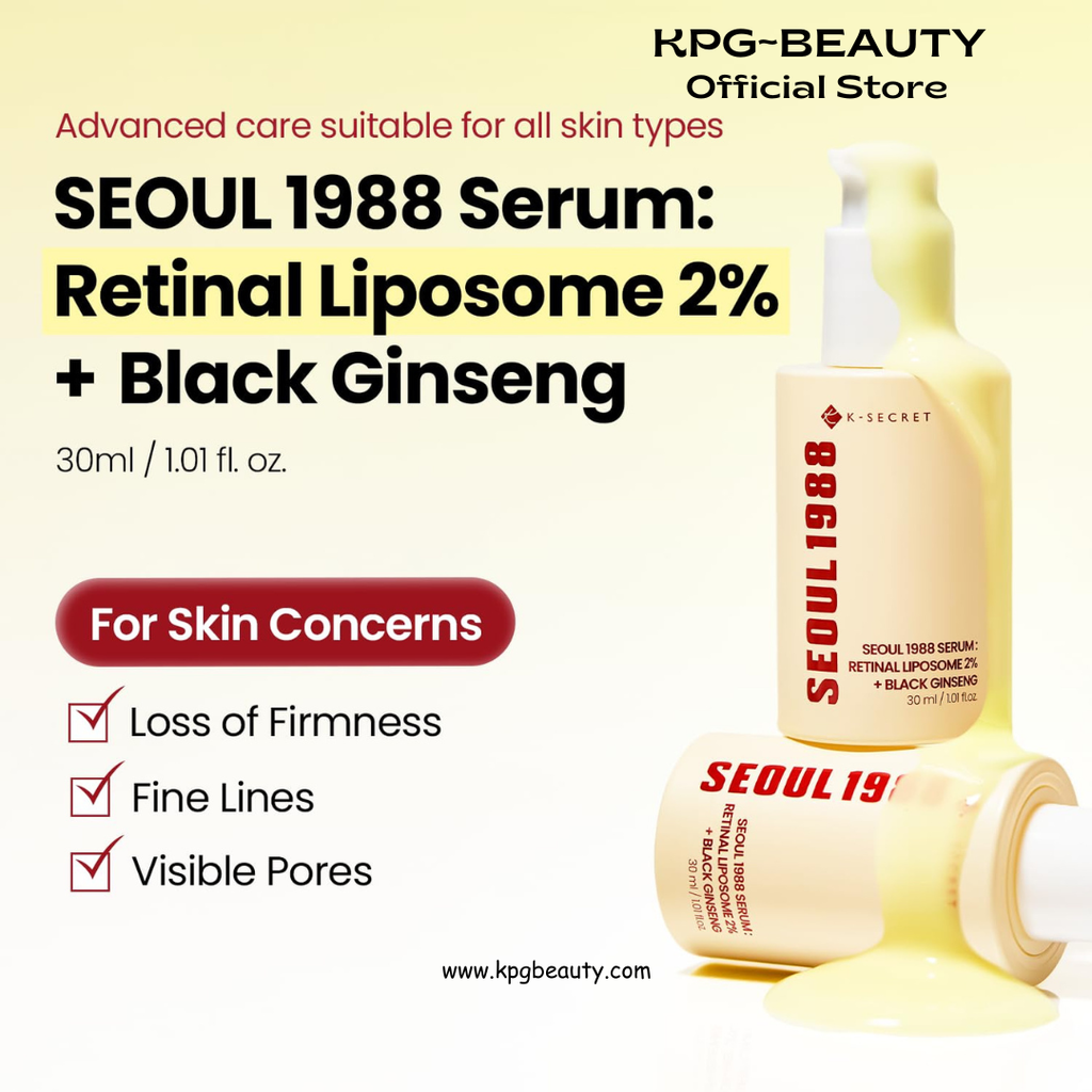 K-SECRET SEOUL 1988 Retinal Serum – Formulated with Advanced Retinal Liposome 2% and 58% Black Ginseng Extract | Fine Lines and Skin Texture Care Serum | Korean Skincare, 30ml IAM FROM