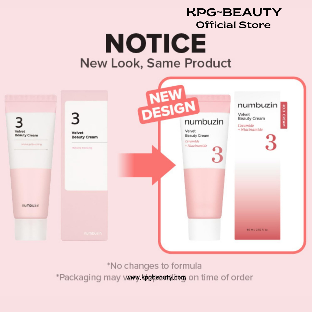 numbuzin No.3 Cream | Velvet Beauty Cream | Hydration, Textured Skin, Poreless, Smooth Skin, Makeup Prep, Primer, Niacinamide Numbuzin