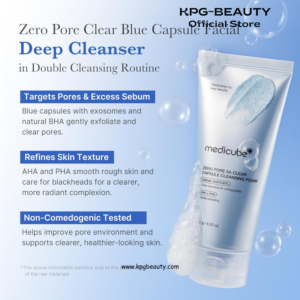medicube Facial Cleanser Zero Pore Capsule Cleansing Foam | Daily Gentle Cleanser for Skin Texture, Blackhead & Pore Care | AHA, BHA & PHA for Deep Cleansing | Korean Skincare, 4.23 oz Medicube