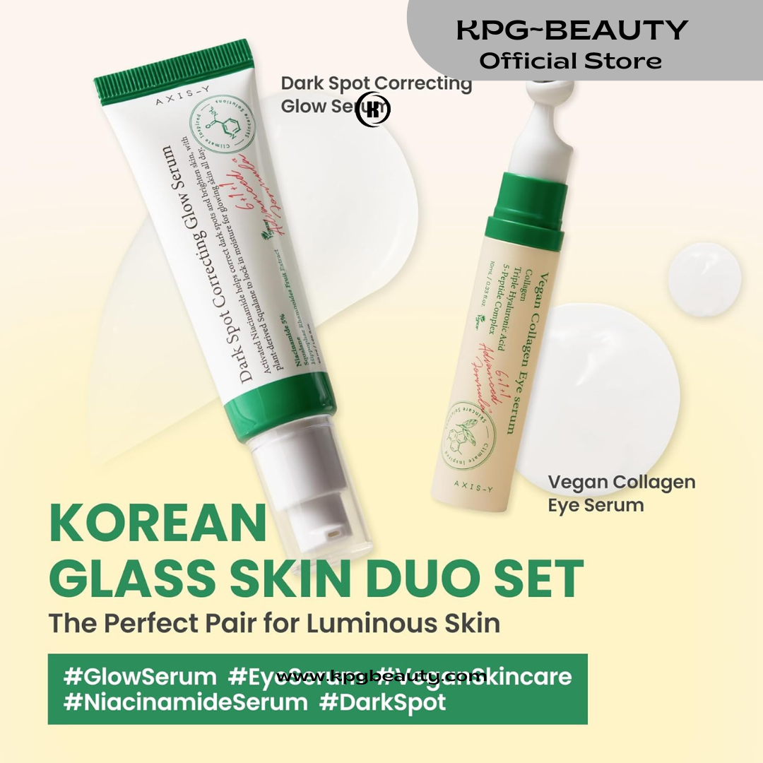 AXIS-Y Glass Skin Duo Set - Dark Spot Correcting Glow Serum & Vegan Collagen Eye Serum - Amazon Exclusive Korean Skin Care Kit - Radiance Boost, Reduce Fine Lines & Deep Moisturization for Face & Eyes