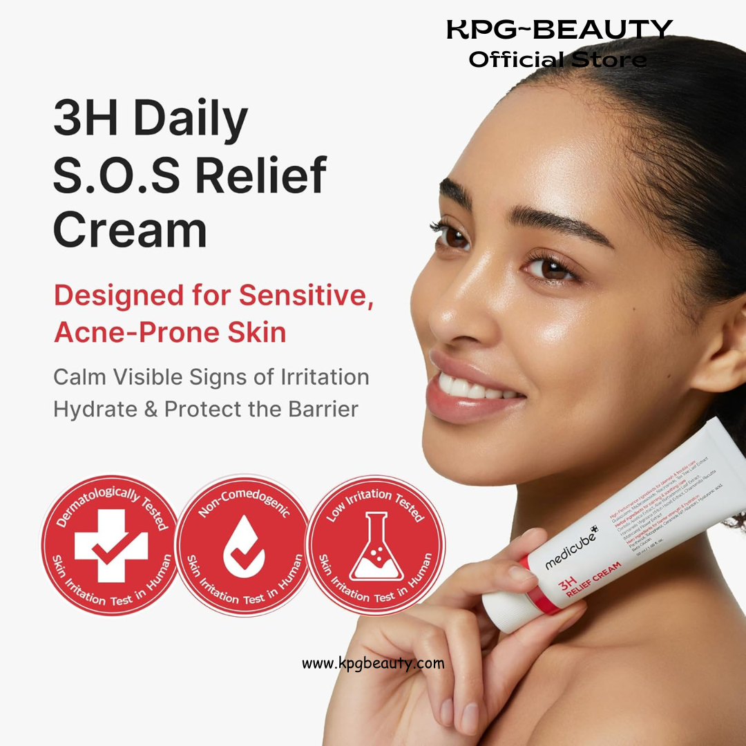 medicube 3H Daily Relief Cream | Daily Soothing Moisturizer for All Skin Types | Lightweight Comforting Cream Ideal For Use After Spot Care | Guaiazulene, Centella, Ceramide for Balance and Hydration Medicube