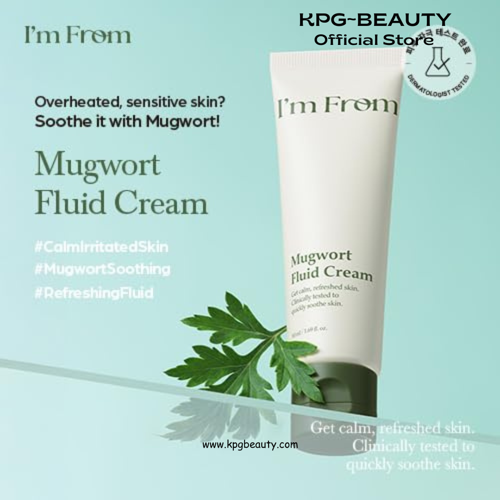 I’m From Mugwort Fluid Cream, Lightweight Calming Moisturizer, Hydrating & Skin Balancing, Sensitive Skin, Vegan Korean Skin Care IAM FROM