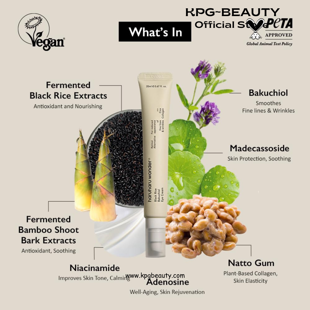 Haruharu Wonder Black Rice Bakuchiol Eye Cream 20ml | Anti-Aging, Wrinkle Care, Natural Retinol Alternative | Cruelty Free, EWG-Green HARUHARU WONDER
