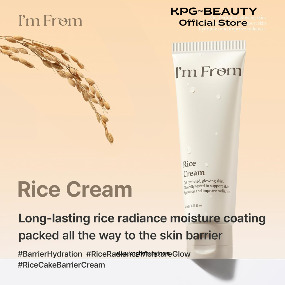 I’m From Rice Cream, Hydrating Face Moisturizer with Rice Water & Ceramide, Lightweight Barrier Cream for Dry & Combination Skin, Korean Skincare 50ml IAM FROM