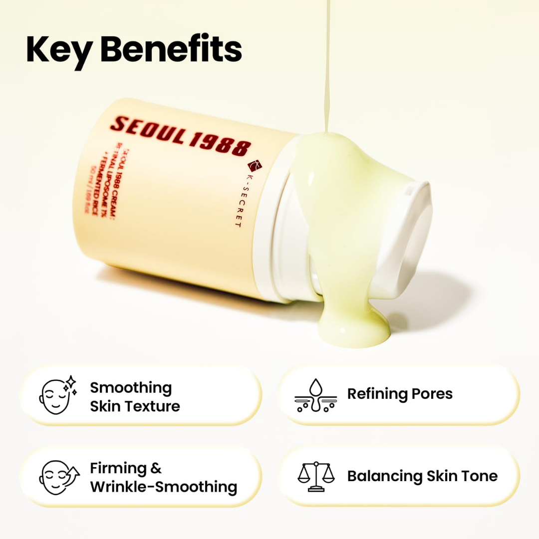 K-SECRET SEOUL 1988 Retinal Cream – Formulated with Advanced Retinal Liposome 1% and Fermented Rice Extract | Daily Fine Lines and Skin Texture Care | Korean Skincare, 50ml KSecret