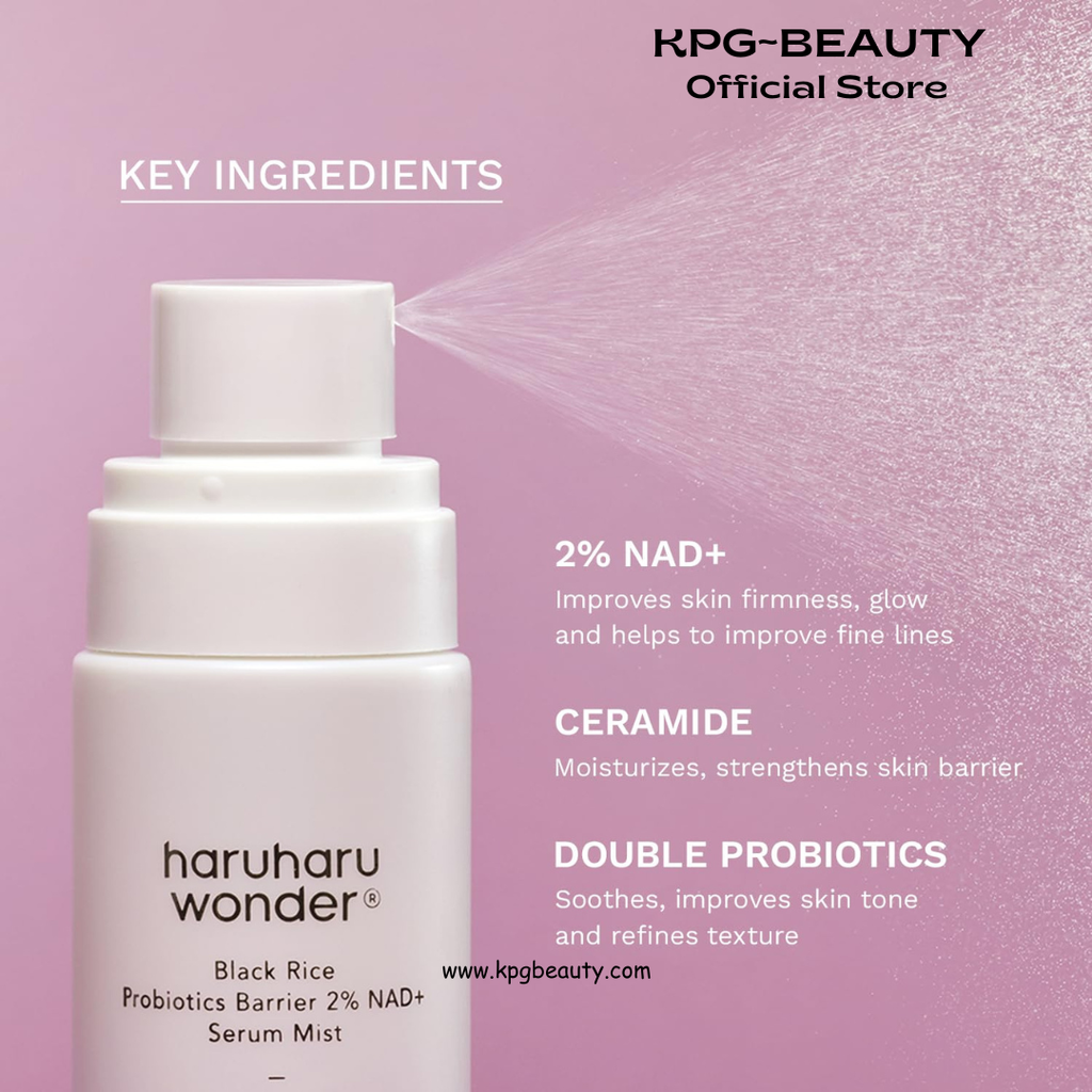 haruharu Wonder Black Rice Probiotics 2% NAD+ Serum Mist, Ultra-Fine Mist, Hydrating & Plumping, Barrier Support, Sensitive Skin, Ceramide, Korean Skincare, Vegan, 80ml HARUHARU WONDER