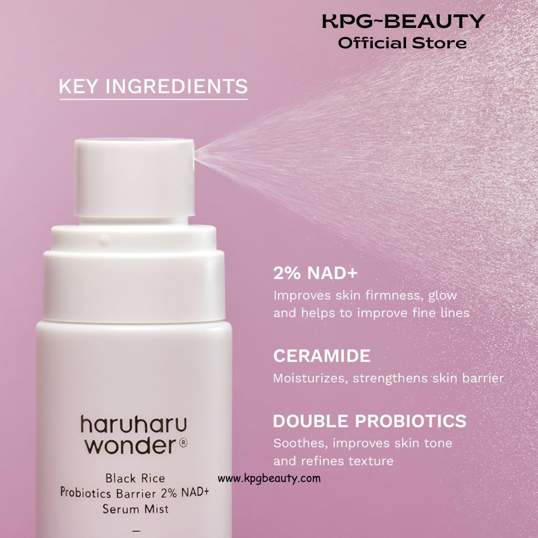 haruharu Wonder Black Rice Probiotics 2% NAD+ Serum Mist, Ultra-Fine Mist, Hydrating & Plumping, Barrier Support, Sensitive Skin, Ceramide, Korean Skincare, Vegan, 80ml HARUHARU WONDER
