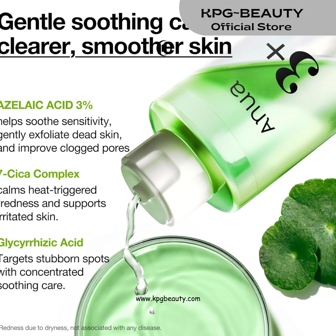 Anua Azelaic Acid 3 CICA Skin Claryfing Toner, Soothing & Clear Care, with Salicylic Acid & Azelaic Acid, Sebum & Spot Care, Suitable for Sensitive Skin, Korean Skin Care (250ml  KPG BEAUTY
