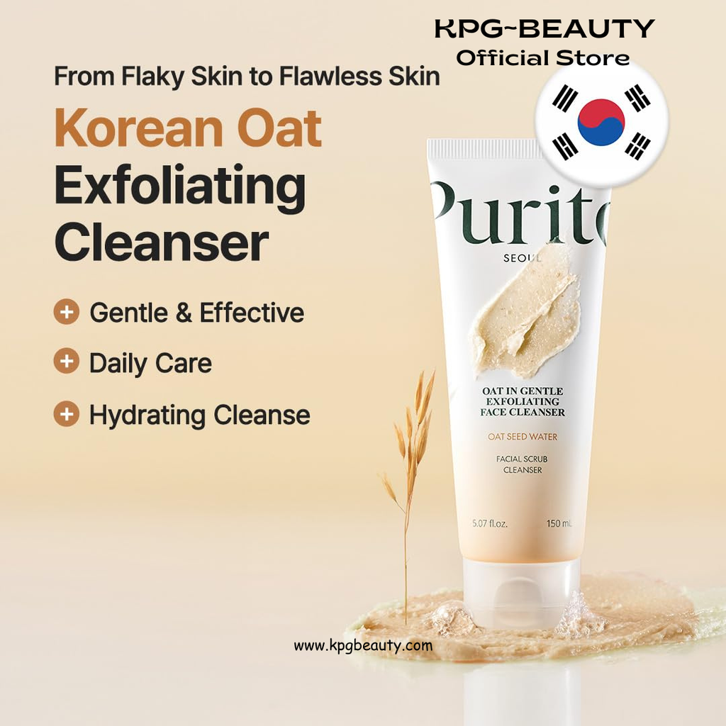 Purito Oat Exfoliating Facial Polish Cleanser - Hydrating Daily Face Wash with Gentle Scrub Clay Pore Minimizing Panthenol, Oat Seed Water Vegan, Non-comedogenic Korean Skin Care 150ml Purito Seoul