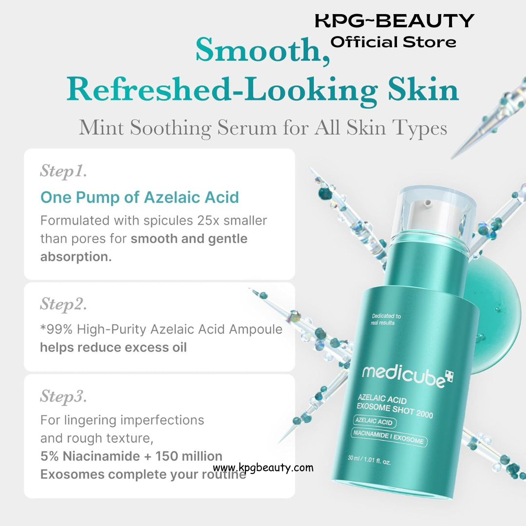 medicube Exosome Shot Azelaic Acid 2,000 PPM Spicule Facial Serum | Calm Redness Due to Dryness | Ideal for Use After Spot Care, Uneven Skin | Azelaic Acid, Niacinamide | Korean Skincare, 1.01 fl.oz Medicube