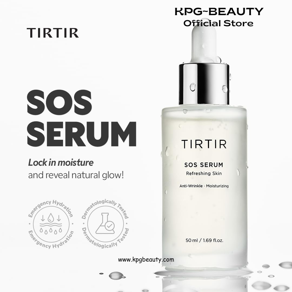 TIRTIR SOS Serum - Radiant Glow Boosting Face Serum - Plumping, Anti Aging, Hydrating - Visibly Smooth and Glowy Skin - Fragrance Free for All Skin Types, 50ml TIRTIR