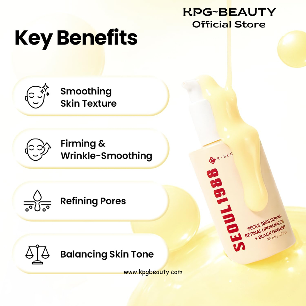 K-SECRET SEOUL 1988 Retinal Serum – Formulated with Advanced Retinal Liposome 2% and 58% Black Ginseng Extract | Fine Lines and Skin Texture Care Serum | Korean Skincare, 30ml IAM FROM