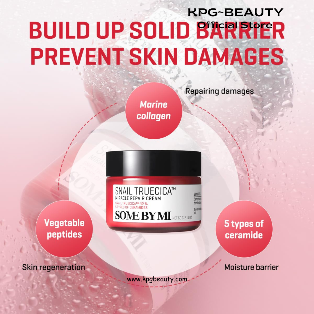 SOME BY MI Snail Truecica Miracle Repair Cream - 2.02Oz, 60ml - Made from Snail Mucin for Sensitive Skin - Daily Repair Face Moisturizer for Acne Marks and Strengthen Skin Barrier - Korean Skin Care Some By MI