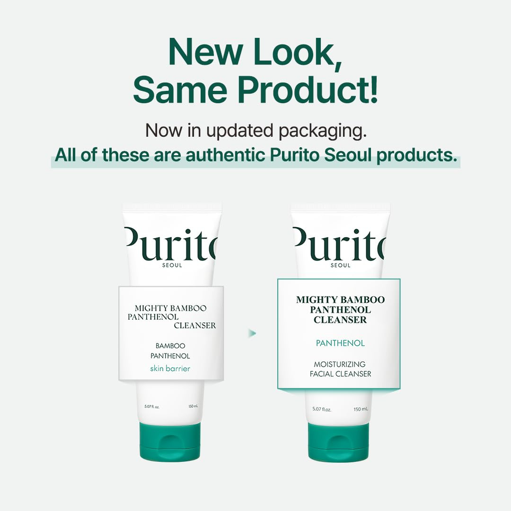 PURITO Mighty Bamboo Panthenol Cleanser, Gentle Face Wash for Moisturizing, Makeup Remover, for Sensitive Skin, Vegan & Cruelty-Free Face Cleanser150ml Purito Seoul