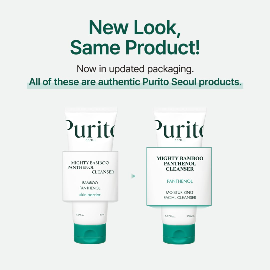PURITO Mighty Bamboo Panthenol Cleanser, Gentle Face Wash for Moisturizing, Makeup Remover, for Sensitive Skin, Vegan & Cruelty-Free Face Cleanser150ml Purito Seoul
