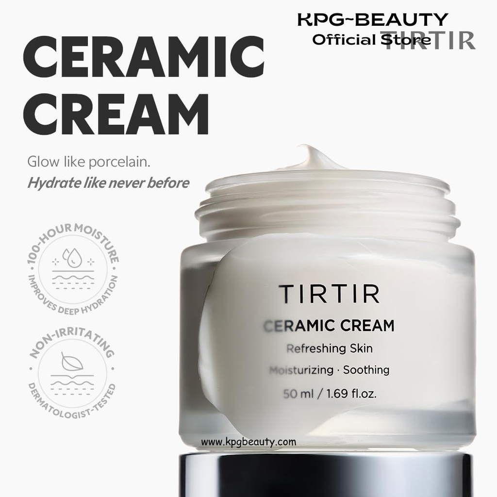 TIRTIR Natural Ceramide Cream | Deep moisturizer for Glass Skin, Polyglutamic acid, Centella Asiatica Extract, Skin barrier, Lightweight, Mild, Nature derived ingredients, Dry skin, Korean skincare 50ml TIRTIR